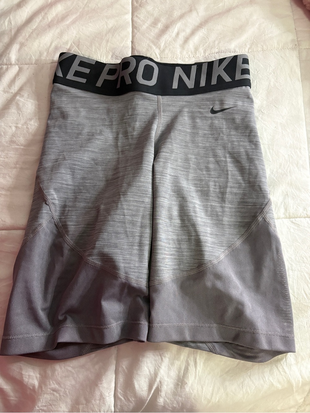 Nike Gray Compression Bike Shorts with Black Waistband